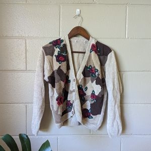 Vintage Floral Knit Cardigan